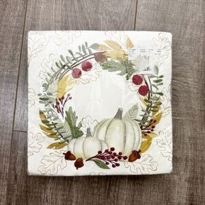 Creative Converting Autumn Wreath Paper Luncheon Napkins 3 Ply 40 Count NEW